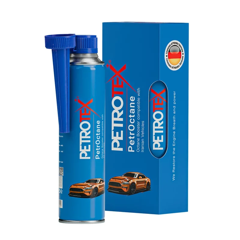 قوطی و جعبه مکمل بنزین و اکتان بوستر پتروکتان 300 سی سی پتروتکس - Petrotex Petroctane 300cc Bottle and Box