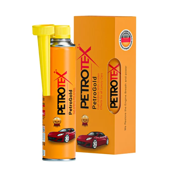 petrotex-petrogold-300cc-bottle-and-box قوطی و جعبه مکمل بنزین و اکتان بوستر پتروگلد 300 سی سی پتروتکس - Petrotex PetroGold 300cc Bottle and Box